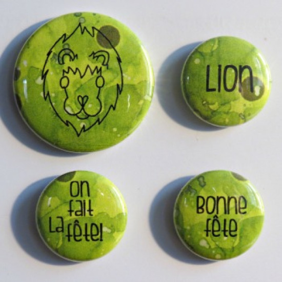 Badge horoscope- Lion vert-lime